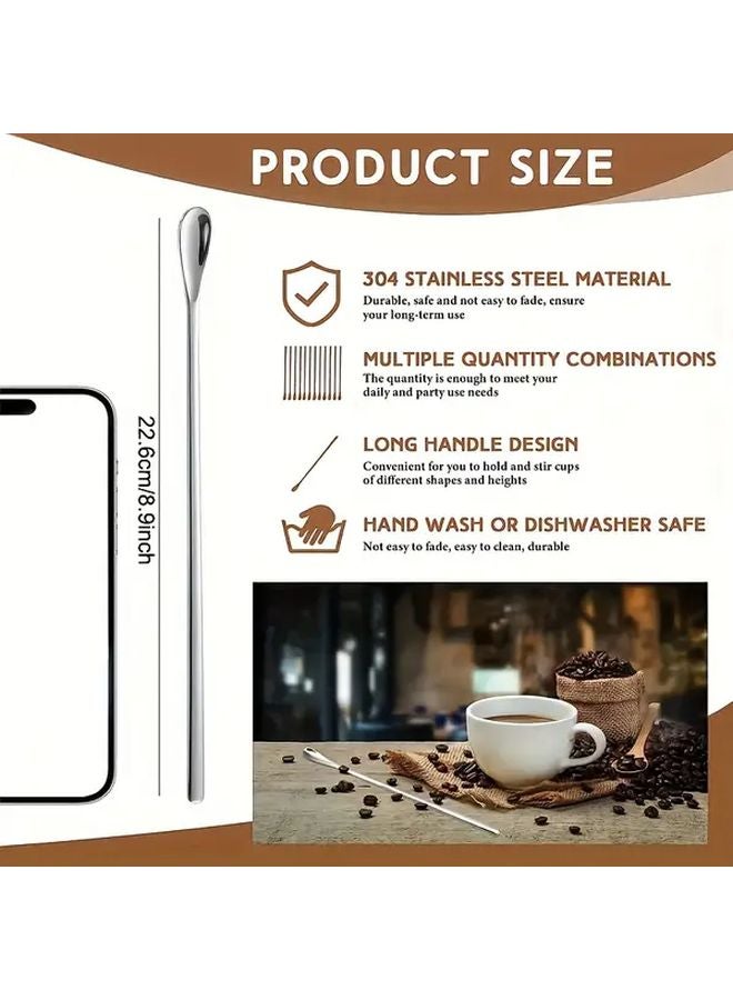 Golden 3pcs Long Handle Cocktail Stirring Spoons 304 Stainless Steel 8 9 Inches - Image 3
